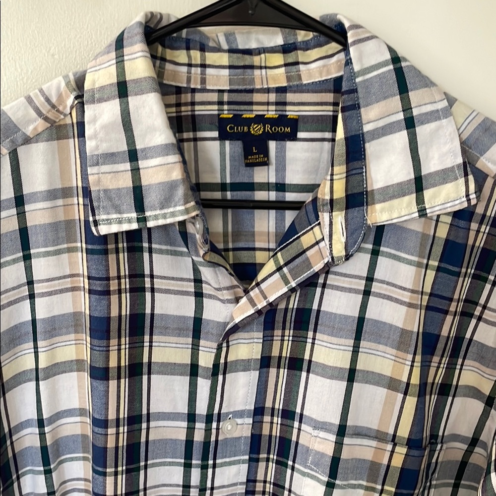 Club Room Men's Plaid Shirt - Blue and Green